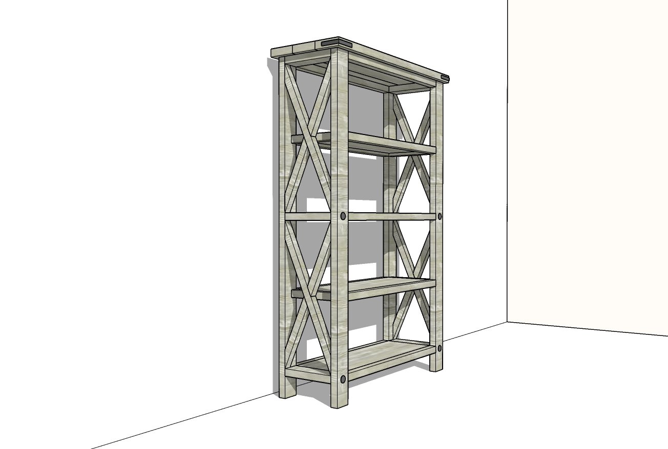 Ana white deals rustic x bookshelf